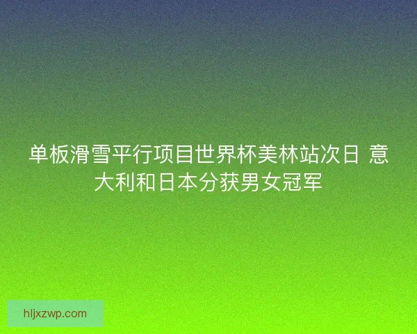 单板滑雪平行项目世界杯美林站次日 意大利和日本分获男女冠军